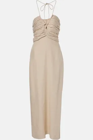 FAITHFULL THE BRAND Tortugas halterneck linen midi dress