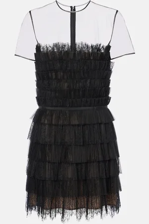 Costarellos Hayla tulle and chantilly lace minidress
