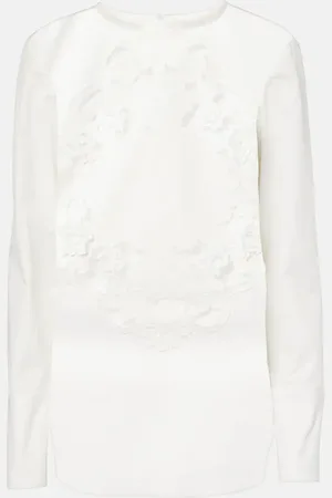 Oscar de la Renta Embroidered cotton blouse