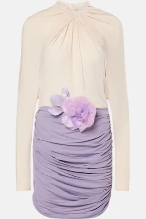 MAGDA BUTRYM Colorblock ruched open-back minidress