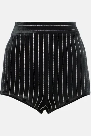 ALEX PERRY Crystal-embellished velvet shorts