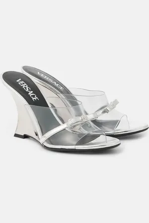VERSACE Gianni Ribbon 95 PVC wedge mules