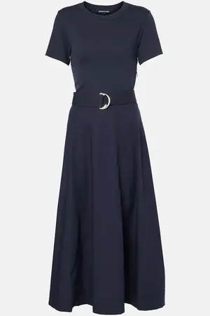 VERONICA BEARD Facia Mixed-Media cotton-blend midi dress
