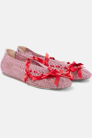 Simone Rocha Bow-detail crochet ballet flats