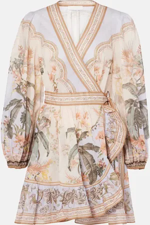 ZIMMERMANN Wylie printed cotton wrap mini dress