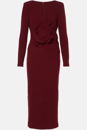 Roland Mouret Floral wool crÃªpe midi dress