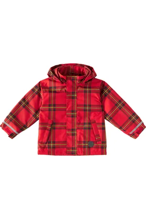 Mini Rodini Edelweiss checked fleece-lined jacket