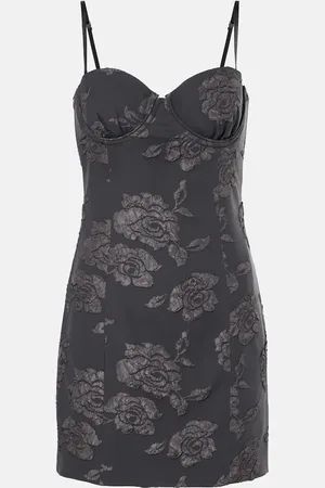 ROTATE Floral-appliquÃ© pinstripe minidress