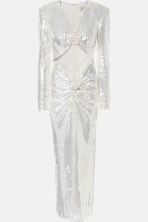 Ilkyaz Ozel Sequined cutout floral-appliquÃ© gown