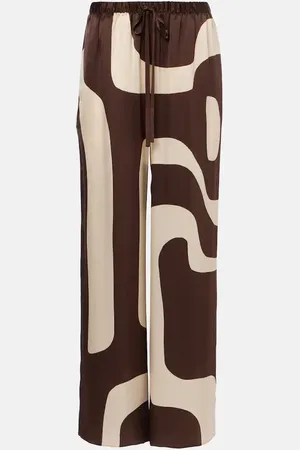SIR Printed silk satin straight pants