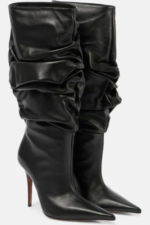 Amina Muaddi Anok 105 leather over-the-knee boots