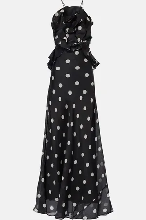 ZIMMERMANN Crush polka-dot ruffled linen and silk gown