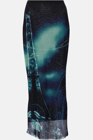 Jean Paul Gaultier Printed mesh midi skirt