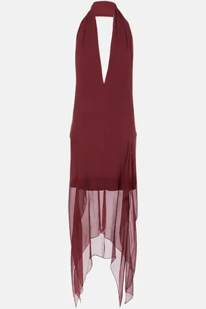 Salvatore Ferragamo Asymmetric silk georgette minidress
