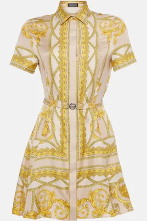 VERSACE Barocco silk twill shirt dress