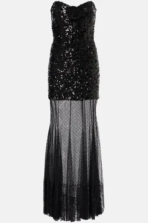 Rebecca Vallance Diana sequined mesh-trimmed gown
