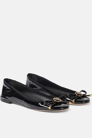 VERSACE Opera bow-detail patent leather ballet flats
