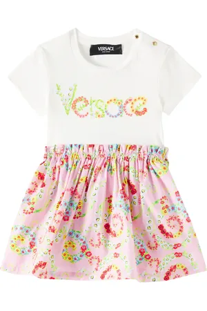 VERSACE Baby logo floral cotton dress