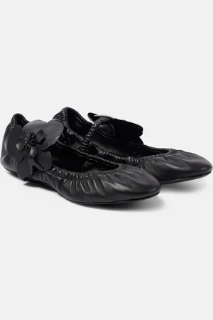 ZIMMERMANN Orchid floral-appliquÃ© leather Mary Jane flats