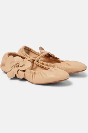 ZIMMERMANN Orchid floral-appliquÃ© leather Mary Jane flats