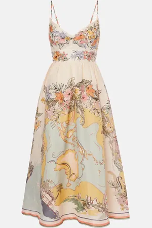 ZIMMERMANN Tallow floral linen bustier dress