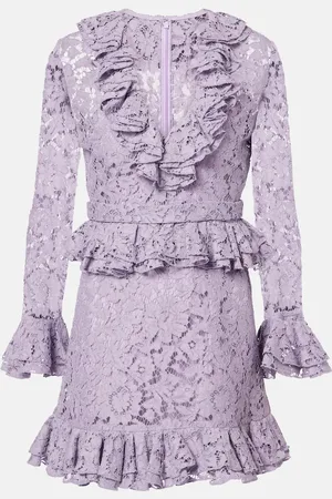 VALENTINO Ruffled floral lace minidress