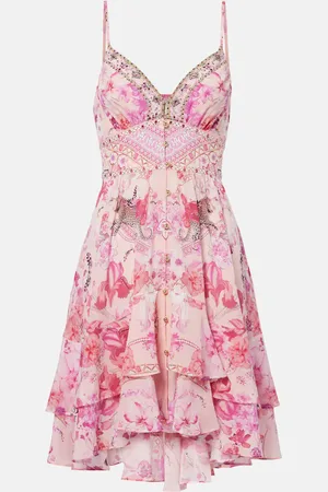 Camilla Gathered floral silk minidress