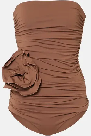 MAGDA BUTRYM Floral-appliquÃ© ruched swimsuit