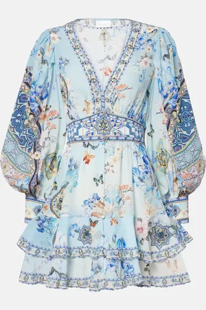 Camilla Embellished floral silk minidress