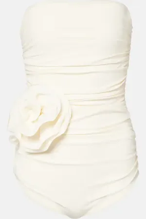 MAGDA BUTRYM Floral-appliquÃ© ruched swimsuit