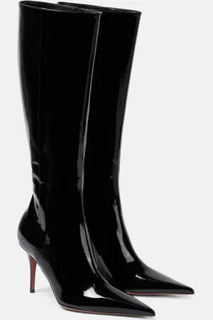 Amina Muaddi Barbara 90 patent leather knee-high boots