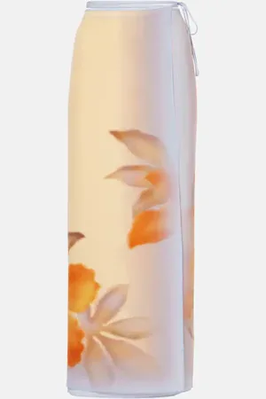 SIR Floral silk crÃªpe wrap skirt