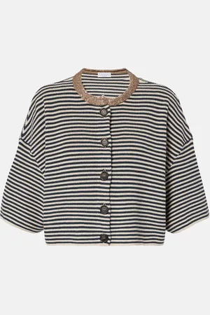 Brunello Cucinelli Monili striped cotton top
