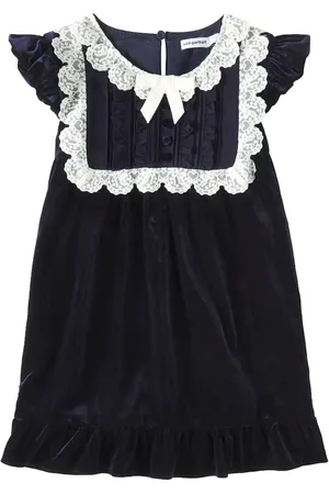 Self-Portrait Lace-trimmed velvet dress