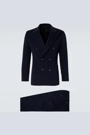 Thom Sweeney Double-breasted brushed cotton suit
