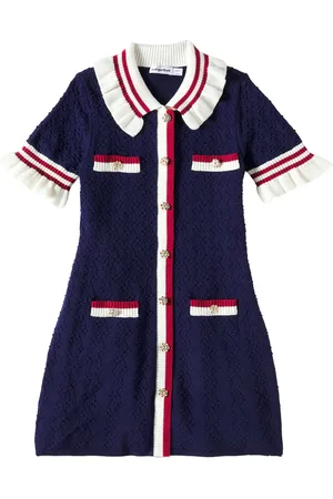 Self-Portrait Ruffled pointelle dress