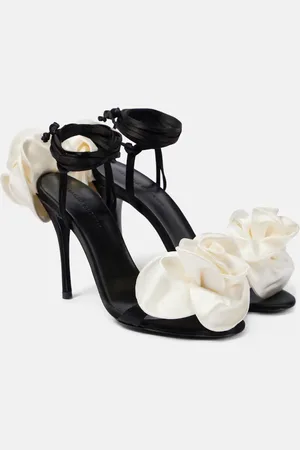 MAGDA BUTRYM 105 floral-appliquÃ© satin sandals