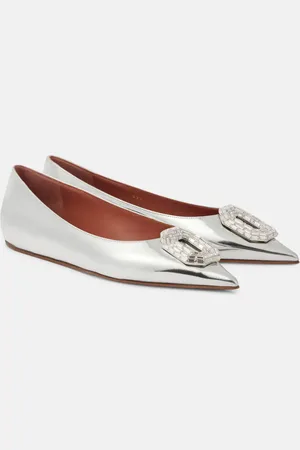 Amina Muaddi Camelia embellished leather ballet flats