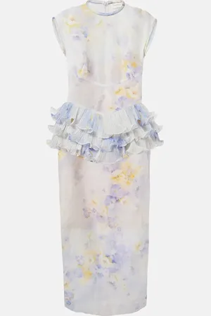 ZIMMERMANN Crush ruffled floral linen and silk midi dress
