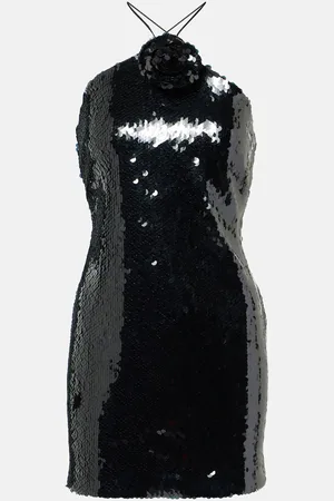 MAGDA BUTRYM Floral-appliquÃ© sequined minidress