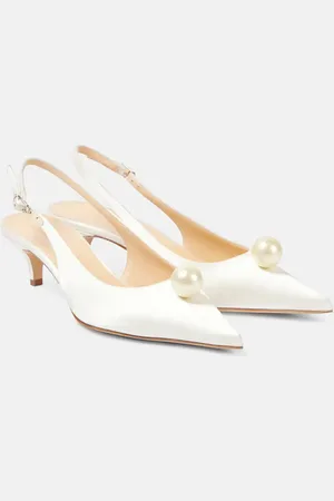 MAGDA BUTRYM Leather-trimmed satin slingback sandals