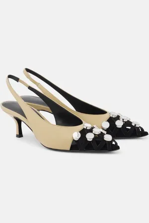 The Attico Fiona 50 embellished leather slingback pumps