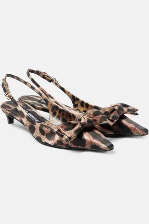 Dolce & Gabbana Leo 30 printed satin slingback pumps