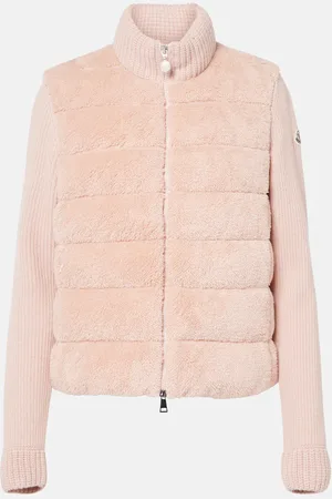 Moncler Down-paneled faux fur and wool cardigan