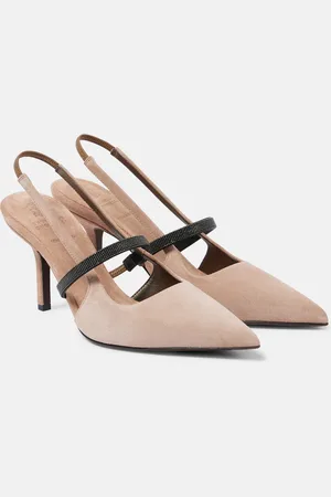 Brunello Cucinelli Monili suede slingback pumps