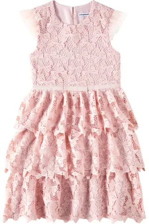 Self-Portrait Bow-detail tiered lace dress