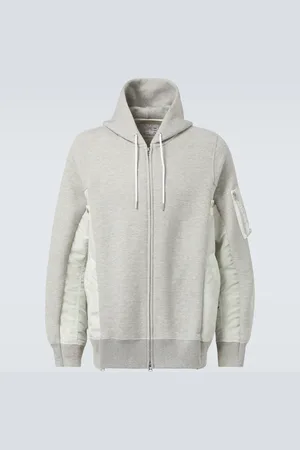 SACAI Cotton jersey and technical twill hoodie
