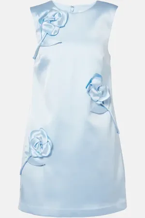 Self-Portrait Floral-appliquÃ© satin minidress