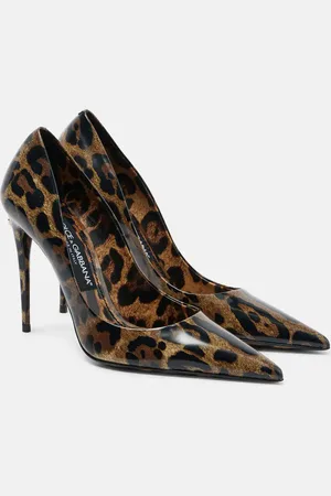 Dolce & Gabbana 105 leopard-print polished leather pumps