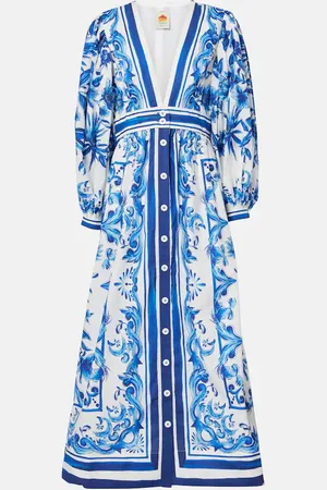 Farm Rio Garden Tiles cotton shirt dress